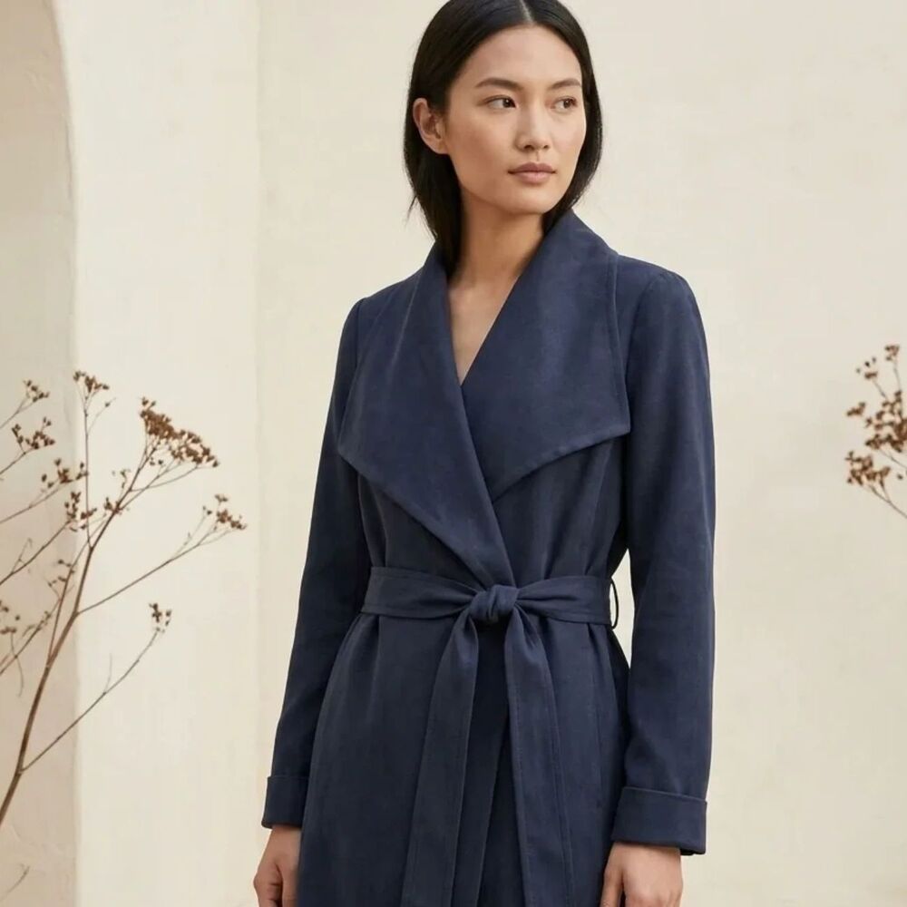 Club Monaco Navy Blue Trench Coat Shell: 100% Lyocell Sz S/P